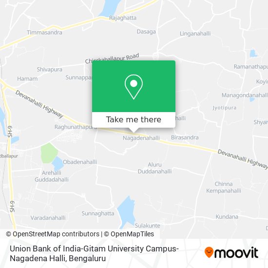 Union Bank of India-Gitam University Campus-Nagadena Halli map