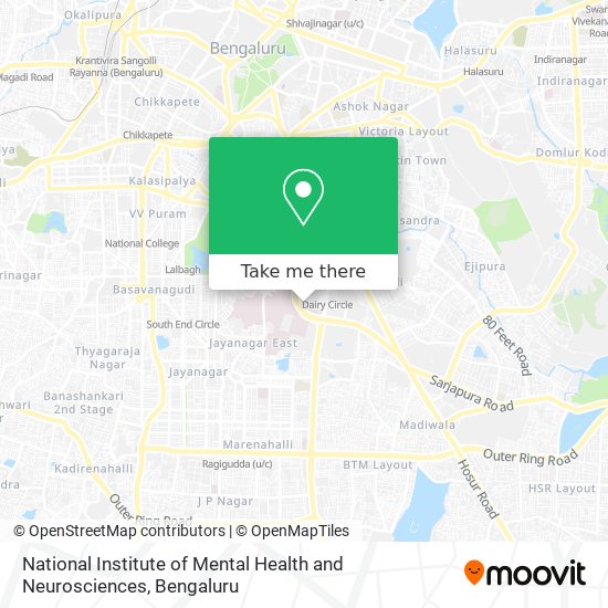 National Institute of Mental Health and Neurosciences map