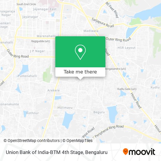 Union Bank of India-BTM 4th Stage map