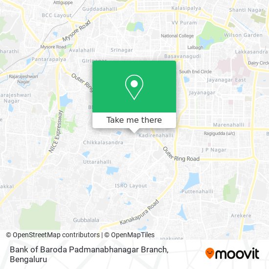Bank of Baroda Padmanabhanagar Branch map