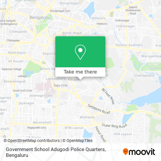 Government School Adugodi Police Quarters map