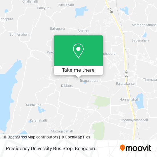 Presidency University Bus Stop map