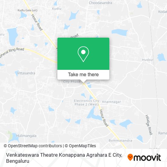 Venkateswara Theatre Konappana Agrahara E City map