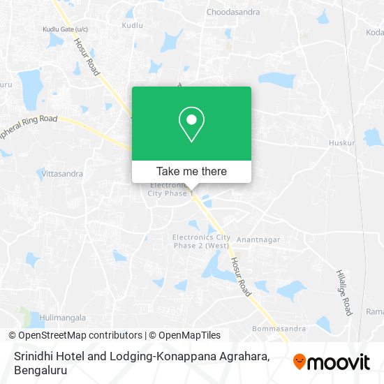 Srinidhi Hotel and Lodging-Konappana Agrahara map