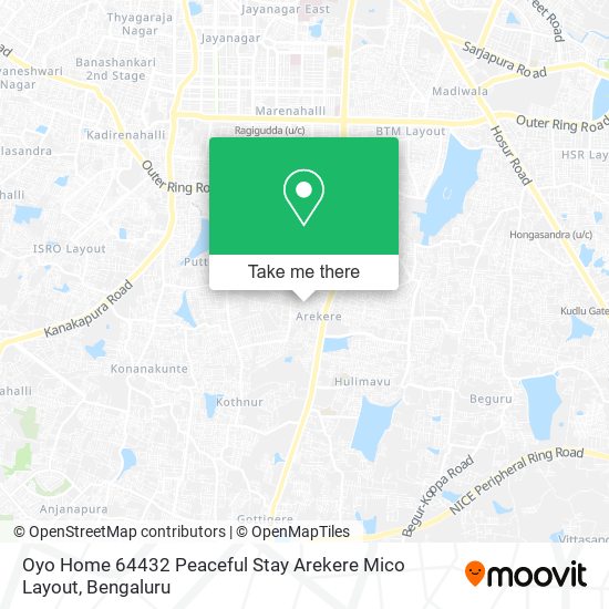Oyo Home 64432 Peaceful Stay Arekere Mico Layout map