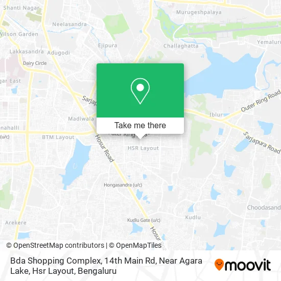 Bda Shopping Complex, 14th Main Rd, Near Agara Lake, Hsr Layout map