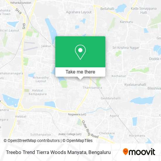 Treebo Trend Tierra Woods Manyata map