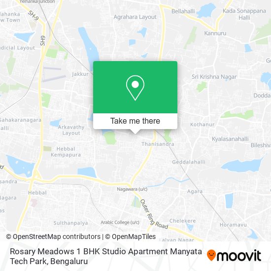 Rosary Meadows 1 BHK Studio Apartment Manyata Tech Park map