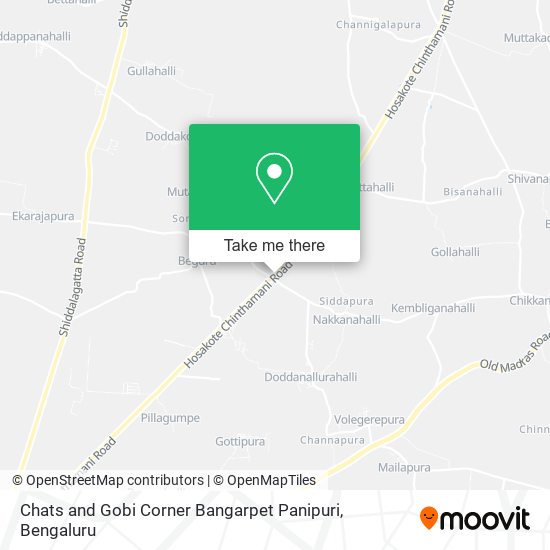 Chats and Gobi Corner Bangarpet Panipuri map