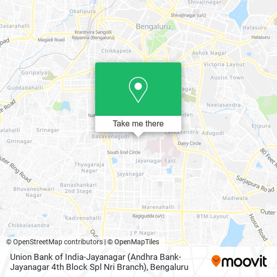 Union Bank of India-Jayanagar (Andhra Bank-Jayanagar 4th Block Spl Nri Branch) map