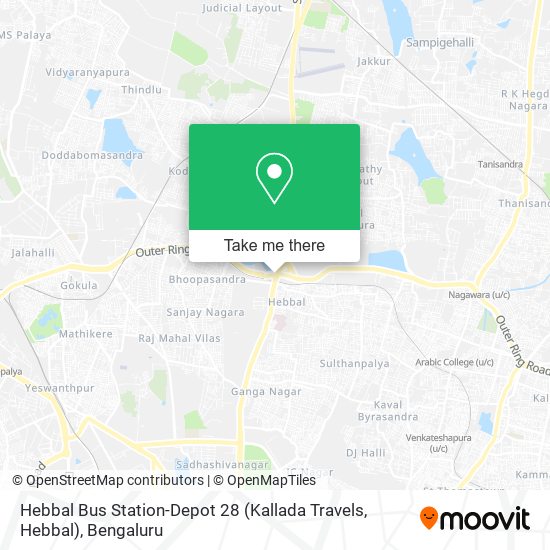 Hebbal Bus Station-Depot 28 (Kallada Travels, Hebbal) map