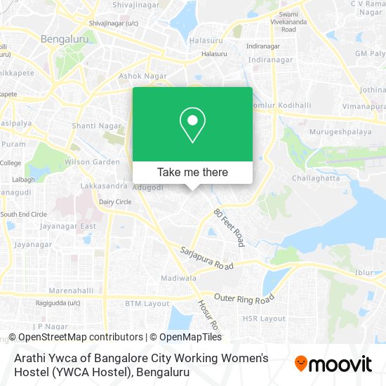 Arathi Ywca of Bangalore City Working Women's Hostel (YWCA Hostel) map