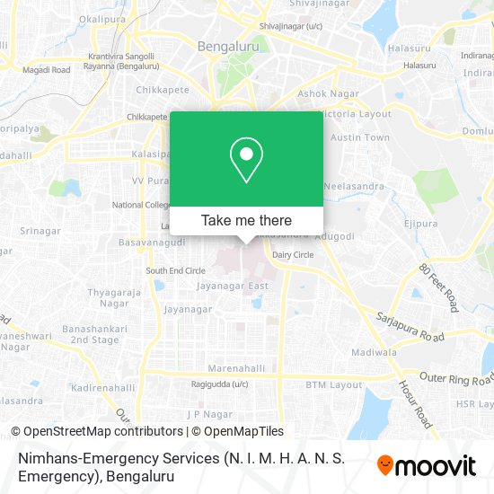 Nimhans-Emergency Services (N. I. M. H. A. N. S. Emergency) map