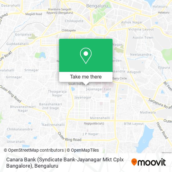 Canara Bank (Syndicate Bank-Jayanagar Mkt Cplx Bangalore) map