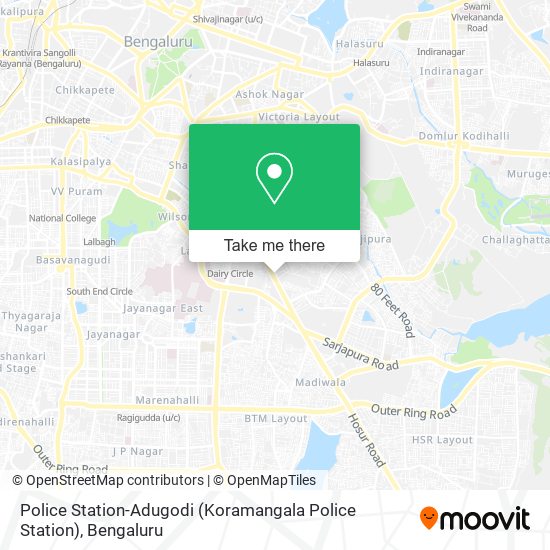 Police Station-Adugodi (Koramangala Police Station) map