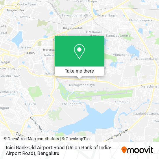 Icici Bank-Old Airport Road (Union Bank of India-Airport Road) map