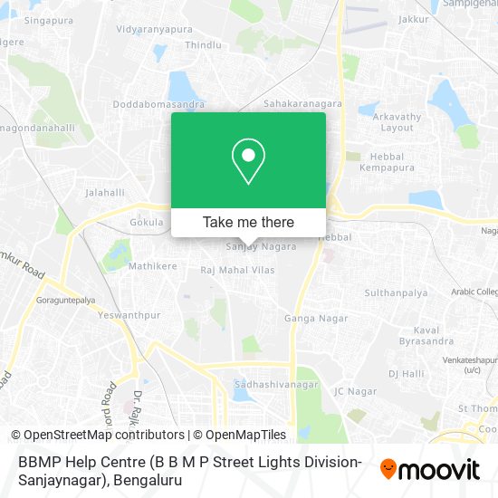 BBMP Help Centre (B B M P Street Lights Division-Sanjaynagar) map