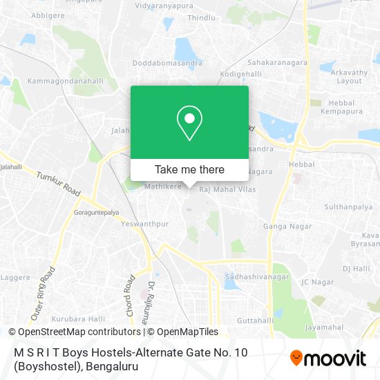 M S R I T Boys Hostels-Alternate Gate No. 10 (Boyshostel) map