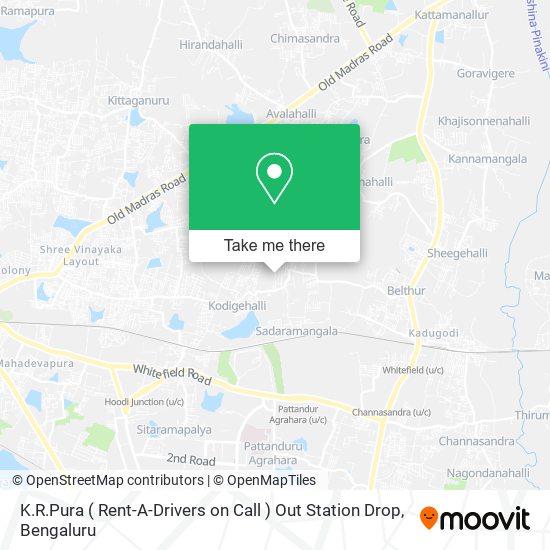 K.R.Pura ( Rent-A-Drivers on Call ) Out Station Drop map