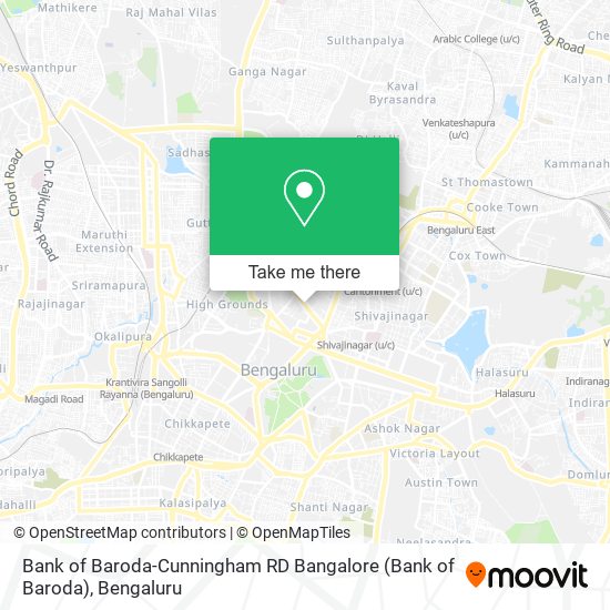 Bank of Baroda-Cunningham RD Bangalore map