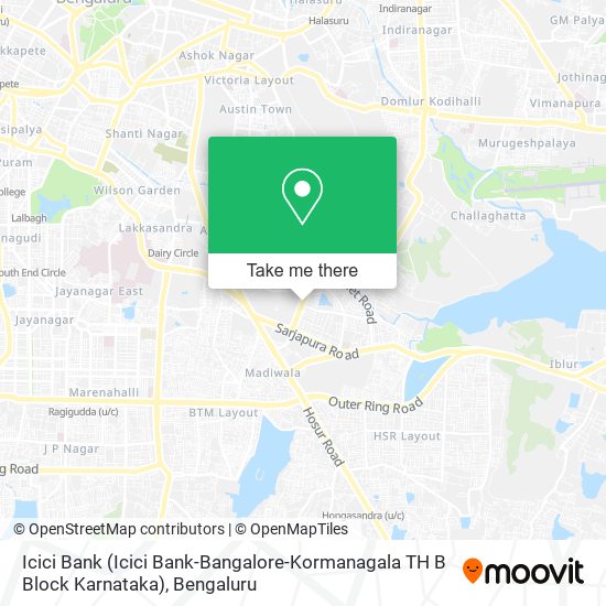 Icici Bank (Icici Bank-Bangalore-Kormanagala TH B Block Karnataka) map