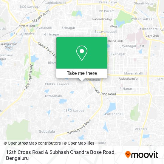 12th Cross Road & Subhash Chandra Bose Road map