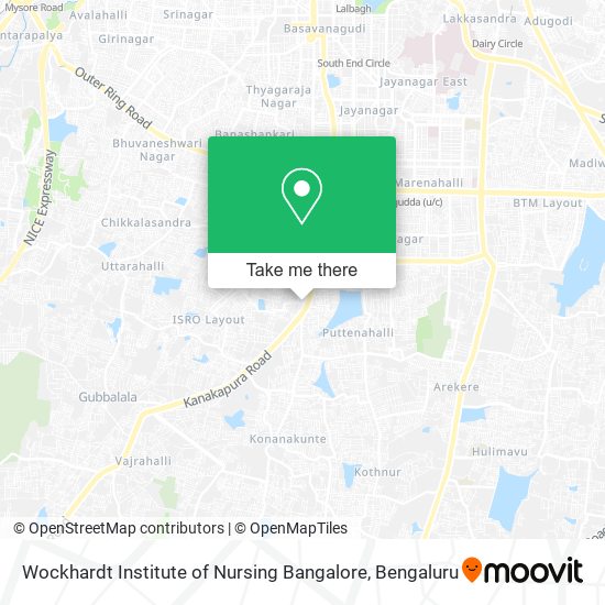Wockhardt Institute of Nursing Bangalore map