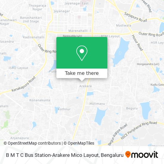 B M T C Bus Station-Arakere Mico Layout map