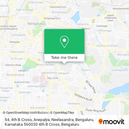 54, 4th B Cross, Anepalya, Neelasandra, Bengaluru, Karnataka 560030 4th B Cross map