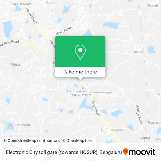 Electronic City toll gate (towards HOSUR) map