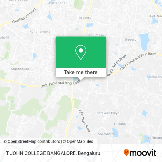 T JOHN COLLEGE BANGALORE map