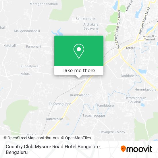 Country Club Mysore Road Hotel Bangalore map