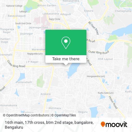 16th main, 17th cross, btm 2nd stage, bangalore map