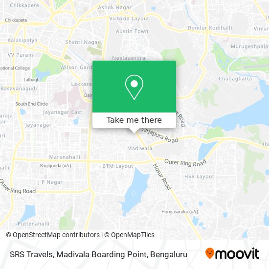 SRS Travels, Madivala Boarding Point map