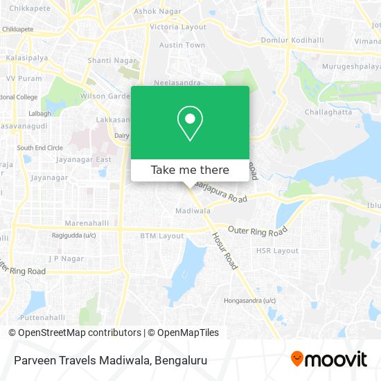 Parveen Travels Madiwala map