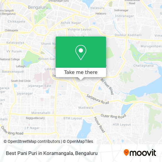 Best Pani Puri in Koramangala map