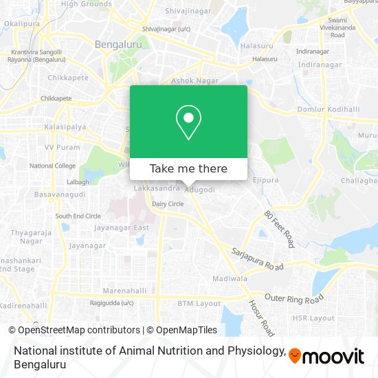 How to get to National institute of Animal Nutrition and Physiology in  Koramangala by Bus or Metro?