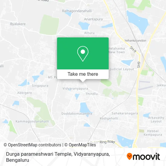 Durga parameshwari Temple, Vidyaranyapura map