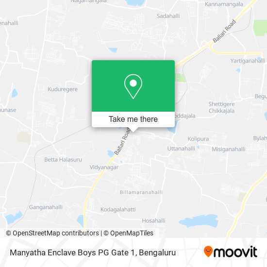 Manyatha Enclave Boys PG Gate 1 map