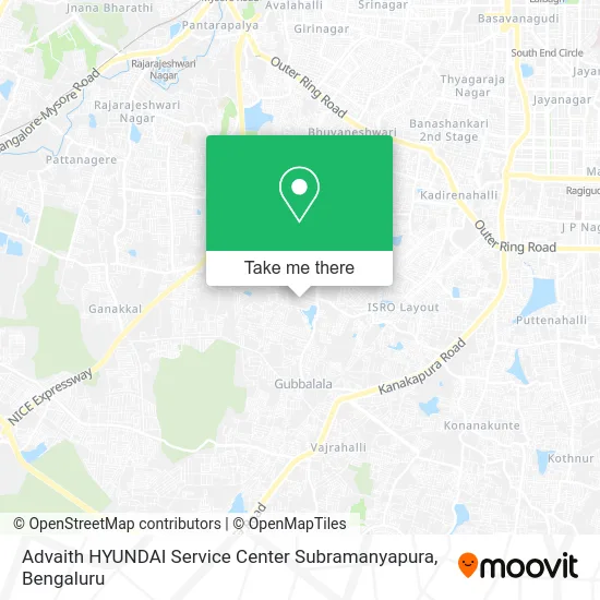 Advaith HYUNDAI Service Center Subramanyapura map