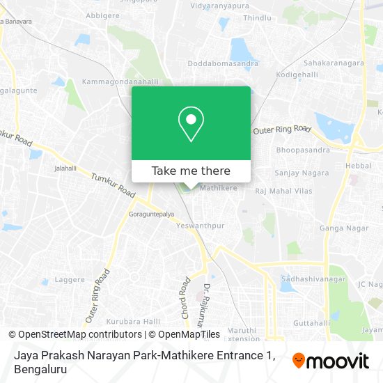 Jaya Prakash Narayan Park-Mathikere Entrance 1 map