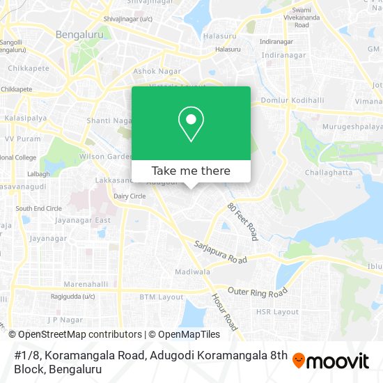 #1 / 8, Koramangala Road, Adugodi Koramangala 8th Block map