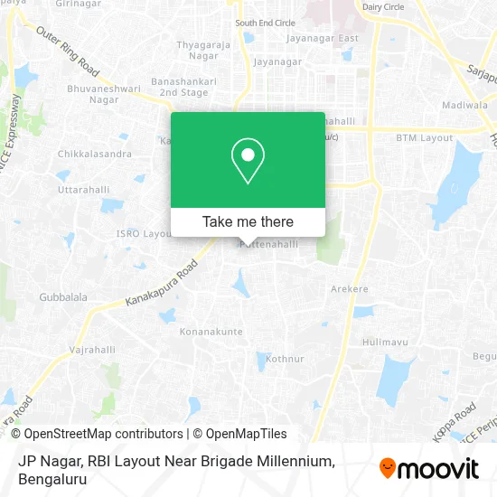 JP Nagar, Rbi Layout Near Brigade Millenium map