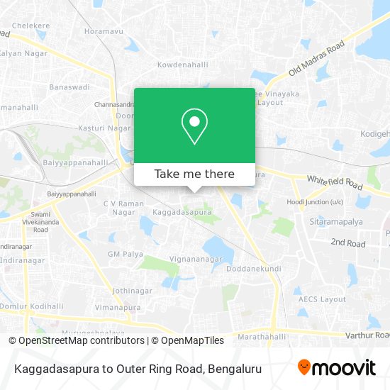 Kaggadasapura to Outer Ring Road map