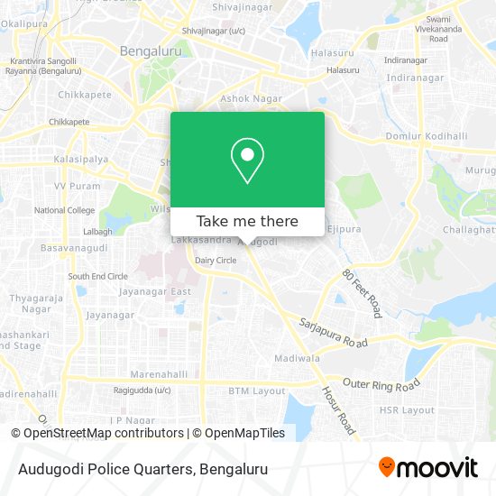 Audugodi Police Quarters map
