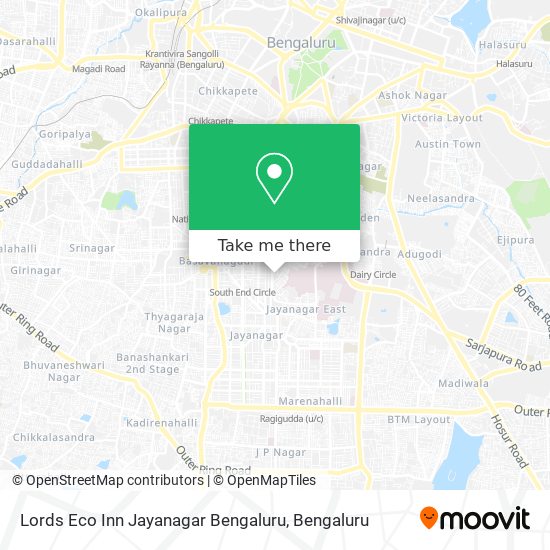 Lords Eco Inn Jayanagar Bengaluru map