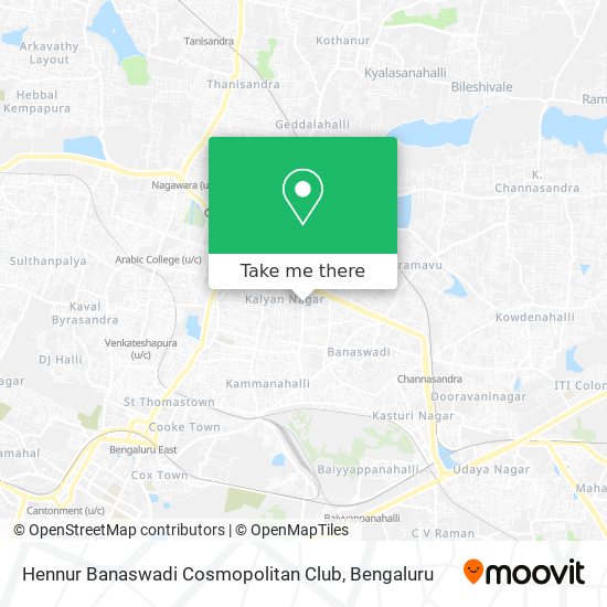 Hennur Banaswadi Cosmopolitan Club map