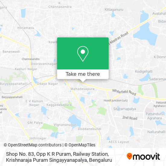 Shop No. 83, Opp K R Puram, Railway Station, Krishnaraja Puram Singayyanapalya map
