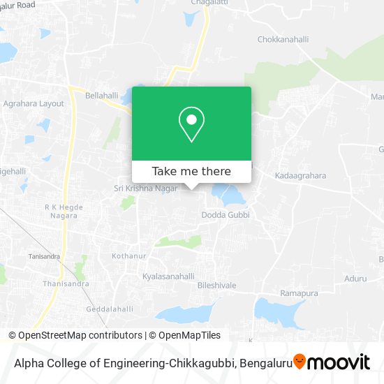 Alpha College of Engineering-Chikkagubbi map