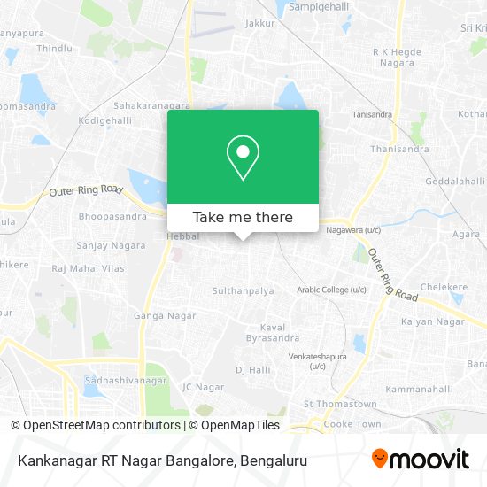 Rt Nagar Bangalore Map How To Get To Kankanagar Rt Nagar Bangalore In Hebbal By Bus Or Train?